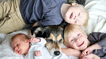 Genitori + Bambini + animali + cane + addestramento